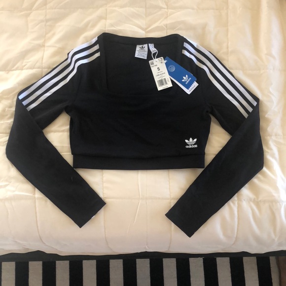 Adidas Originals Crop Top, Scoop Neck, sz small NWT - Picture 2 of 5